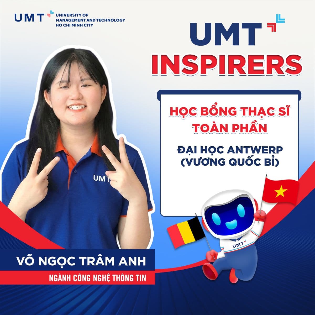 Võ Ngọc Trâm Anh – Sinh viên Khoa Công nghệ UMT vinh dự nhận học bổng toàn phần danh giá của Vương Quốc Bỉ